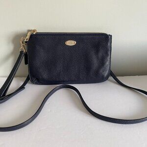 Navy Blue Pebbled Leather Coach wrislet/crossbody purse